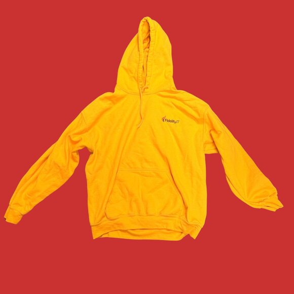 🔥 Vintage Fidelity IT Yellow Gildan Heavy Blend Hoodie (Unisex L) - Picture 3 of 9